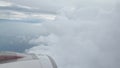 POV ÃÂlouds and sky as seen through window of an aircraft